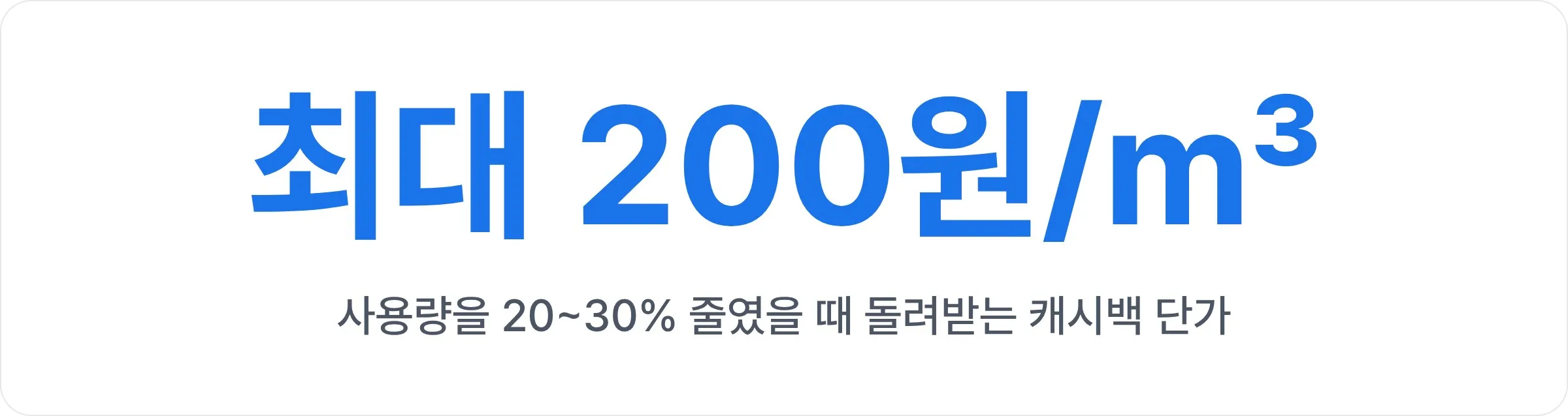 사용량을 20~30% 줄였을 때 1㎥당 최대 200원을 돌려받는 도시가스 절약캐시백 단가표