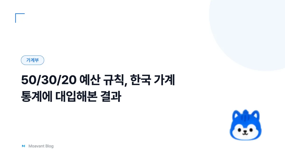 50/30/20 예산 규칙을 한국 가계 지출 통계에 대입해본 글의 대표 이미지